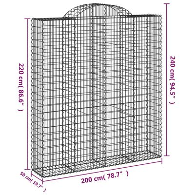 vidaXL Klenuté gabionové koše 2 ks 200x50x220/240cm pozinkované železo