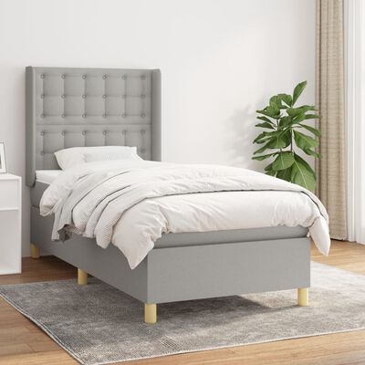 vidaXL Box spring postel s matrací světle šedý 100 x 200 cm textil