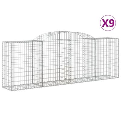 vidaXL Klenuté gabionové koše 9 ks 300x50x100/120cm pozinkované železo