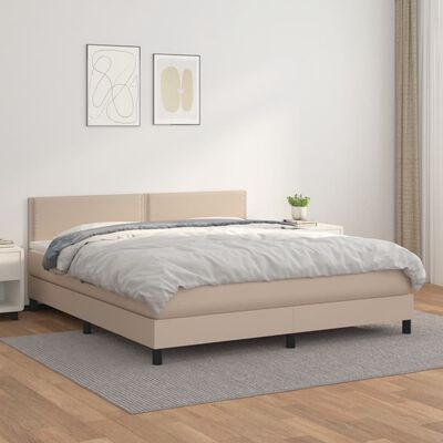 vidaXL Box spring postel s matrací cappuccino 160x200 cm umělá kůže