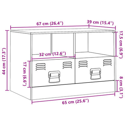 vidaXL TV skříňka černá 67 x 39 x 44 cm ocel