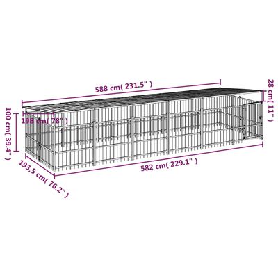 vidaXL Venkovní psí kotec se střechou ocel 11,26 m²