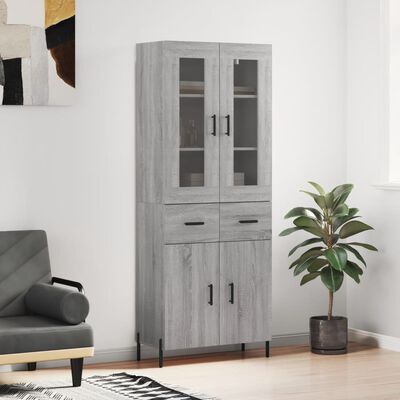 vidaXL Skříň highboard šedá sonoma 69,5 x 34 x 180 cm kompozitní dřevo