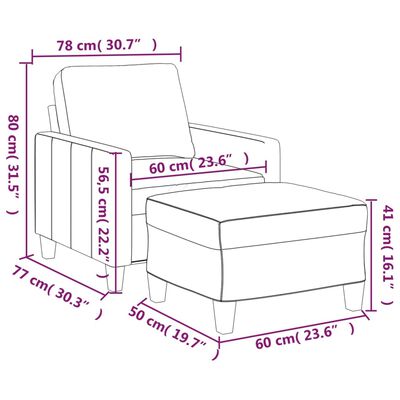 vidaXL Křeslo s podnožkou cappuccino 60 cm umělá kůže