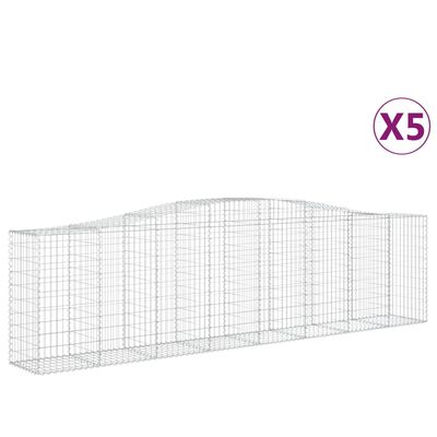 vidaXL Klenuté gabionové koše 5 ks 400x50x100/120cm pozinkované železo