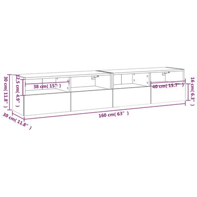 vidaXL Nástěnné TV skříňky 2 ks černé 80 x 30 x 30 cm kompozitní dřevo