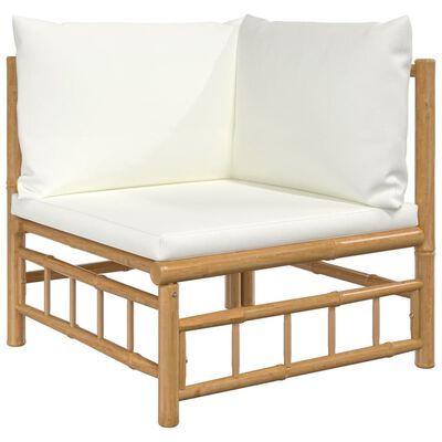 vidaXL 4dílná zahradní sedací souprava krémově bílé podušky bambus
