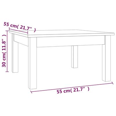 vidaXL Konferenční stolek šedý 55 x 55 x 30 cm masivní borové dřevo