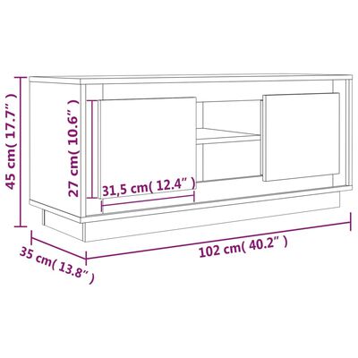 vidaXL TV skříňka bílá s vysokým leskem 102x35x45 cm kompozitní dřevo