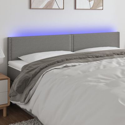 vidaXL Čelo postele s LED tmavě šedé 180x5x78/88 cm textil