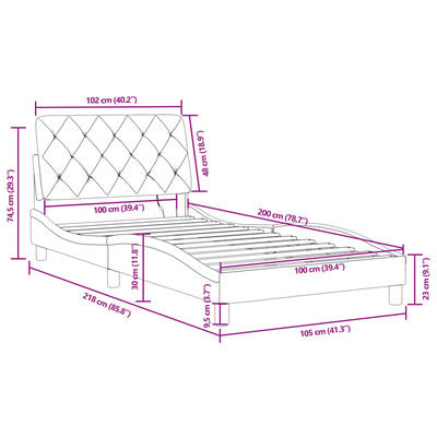 vidaXL Rám postele s LED osvětlením modrý 100 x 200 cm samet