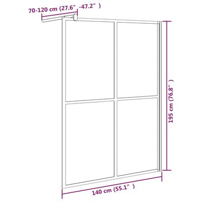 vidaXL Zástěna do průchozí sprchy 140 x 195 cm tmavé tvrzené sklo