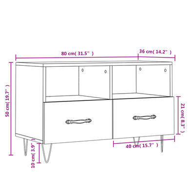 vidaXL TV skříňka hnědý dub 80 x 36 x 50 cm kompozitní dřevo