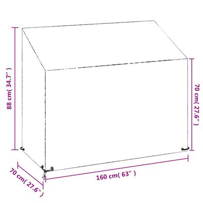 vidaXL Plachta na zahradní lavici 8 oček 160 x 70 x 70/88 cm PE