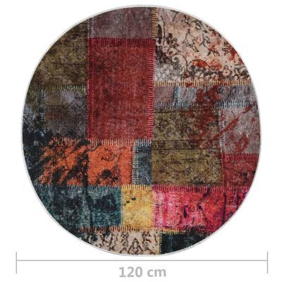 vidaXL Koberec pratelný patchwork ⌀ 120 cm vícebarevný protiskluzový