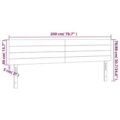 vidaXL Čelo postele 2 ks tmavě šedé 100 x 5 x 78/88 cm samet