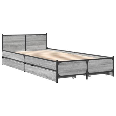 vidaXL Rám postele se zásuvkami šedý sonoma 90x200 cm kompozitní dřevo