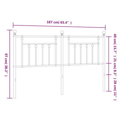 vidaXL Kovové čelo postele bílé 180 cm