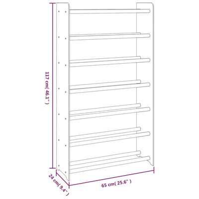 vidaXL Botník hnědý 65x24x117 cm kompozitní dřevo