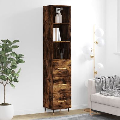 vidaXL Skříň highboard kouřový dub 34,5 x 34 x 180 cm kompozitní dřevo