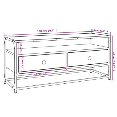 vidaXL TV skříňka hnědý dub 100 x 35 x 45 cm kompozitní dřevo