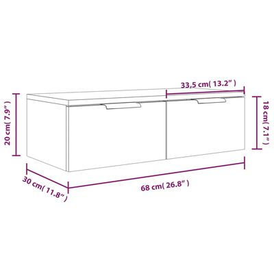 vidaXL Nástěnné skříňky 2 ks šedé sonoma 68x30x20 cm kompozitní dřevo