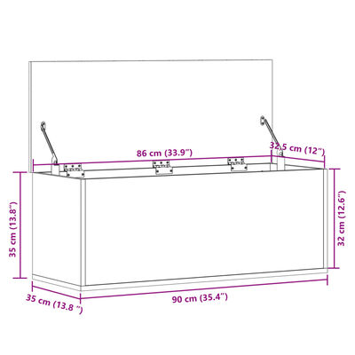 vidaXL Úložný box černý 90 x 35 x 35 cm kompozitní dřevo