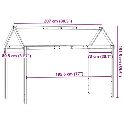 vidaXL Střecha na dětskou postel bílá 207x80,5x151,5 cm borové dřevo