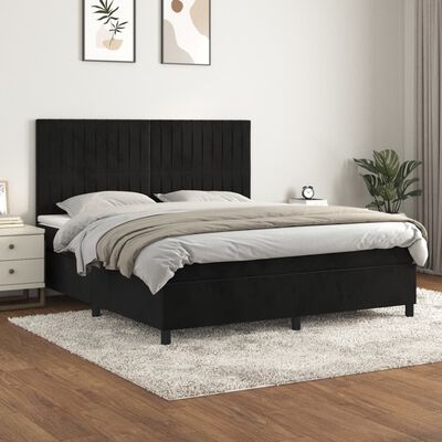 vidaXL Box spring postel s matrací černá 180x200 cm samet