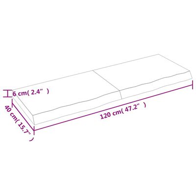 vidaXL Koupelnová deska hnědá 120x40x(2-6) cm ošetřený masivní dřevo