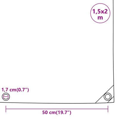 vidaXL Plachta šedá 1,5 x 2 m 650 g/m²