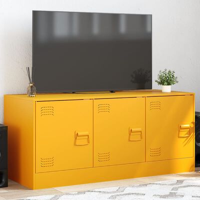 vidaXL TV skříňka hořčicově žlutá 99 x 39 x 44 cm ocel