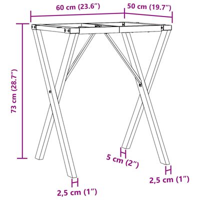 vidaXL Nohy k jídelnímu stolu X rám 60 x 50 x 73 cm litina