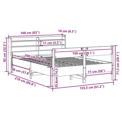 vidaXL Postel bez matrace bílá 150 x 200 cm masivní borovice