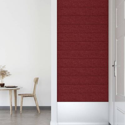 vidaXL Nástěnné panely 12 ks vínové 90 x 15 cm textil 1,62 m²