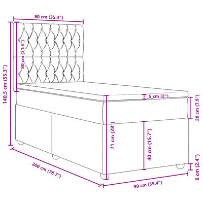 vidaXL Box spring postel s matrací světle šedá 90x200 cm textil