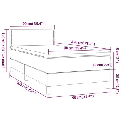 vidaXL Box spring postel s matrací světle šedá 90x200 cm textil