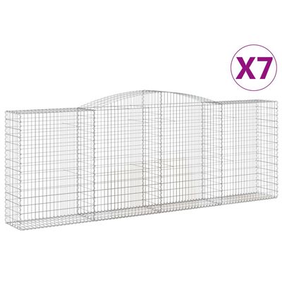 vidaXL Klenuté gabionové koše 7 ks 400x50x140/160cm pozinkované železo