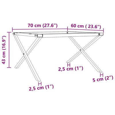 vidaXL Nohy ke konferenčnímu stolu X rám 70 x 60 x 43 cm litina