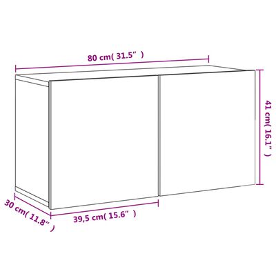 vidaXL TV skříňka nástěnná dub sonoma 80 x 30 x 41 cm