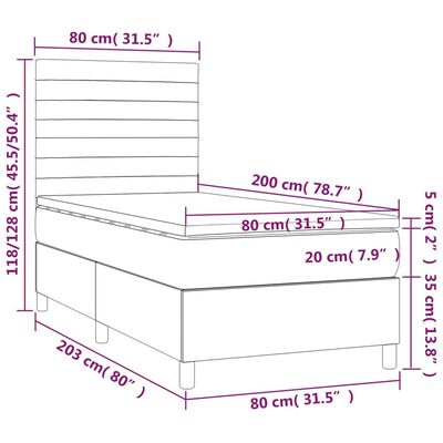 vidaXL Box spring postel s matrací světle šedá 80 x 200 cm textil