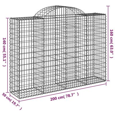 vidaXL Klenuté gabionové koše 11ks 200x50x140/160cm pozinkované železo