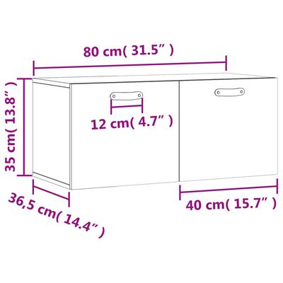 vidaXL Nástěnná skříňka dub sonoma 80 x 36,5 x 35 cm kompozitní dřevo