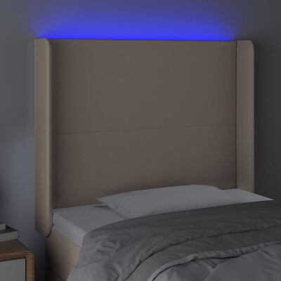 vidaXL Čelo postele s LED cappuccino 103 x 16 x 118/128 cm umělá kůže