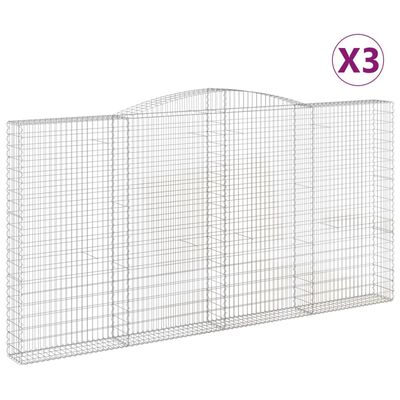 vidaXL Klenuté gabionové koše 3 ks 400x30x200/220cm pozinkované železo