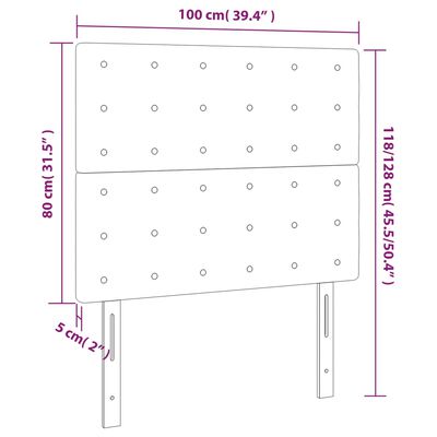 vidaXL Čelo postele s LED tmavě šedé 100x5x118/128 cm samet