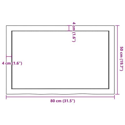 vidaXL Stolní deska 80x50x(2-6) cm neošetřený masivní dubové dřevo