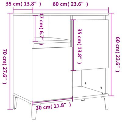 vidaXL Příborníky 3 ks betonově šedé 60 x 35 x 70 cm kompozitní dřevo