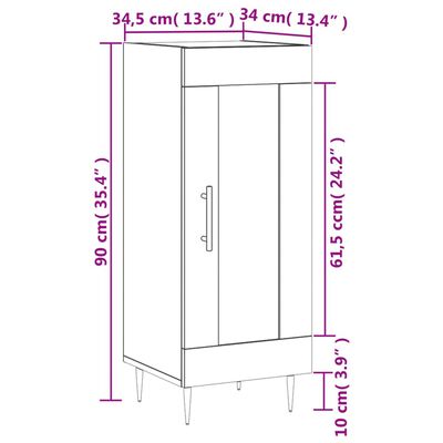 vidaXL Příborník bílý s vysokým leskem 34,5x34x90 cm kompozitní dřevo