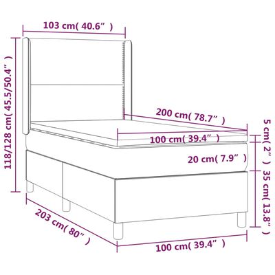 vidaXL Box spring postel s matrací a LED černá 100x200 cm umělá kůže